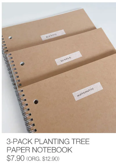 Online Only: 3-Pack Planting Tree Paper Notebook $7.90