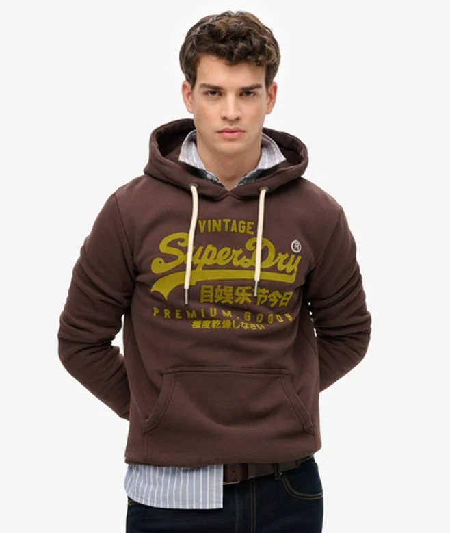 Vintage Logo Tonal Hoodie - Brown