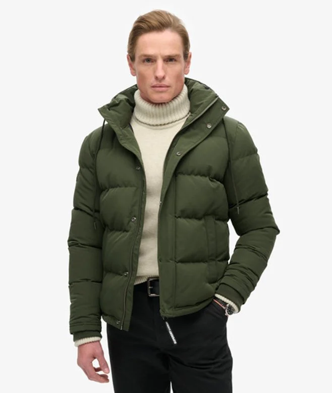 Everest Short Hooded Puffer Jacket - Green