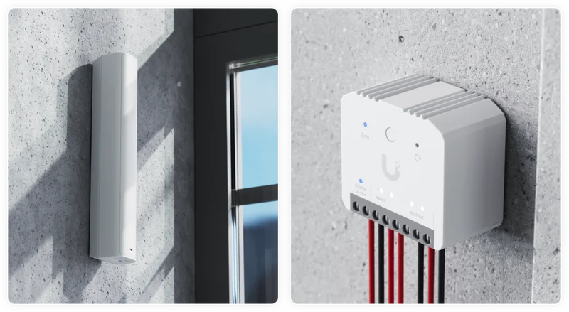 We are also shipping a dedicated glass break sensor for reliable acoustic detection of forced entry, along with a compact UniFi relay module that can trigger or automate a wide range of systems — from gates and doors to lights, locks, and external alarms.