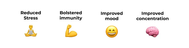 Reduced Stress Bolstered Immunity Improved Mood Improved Concentration