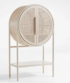 West Whitewash Cane Bar Cabinet by Leanne Ford