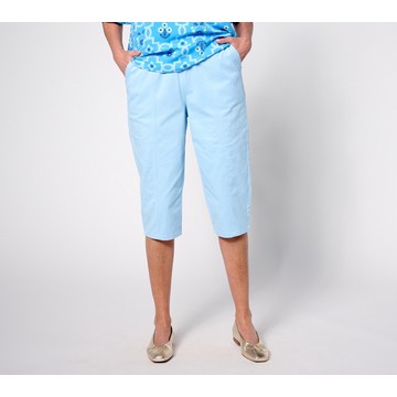 Denim & Co. EasyWear Twill Petite Ribbed Waistband Skimmer