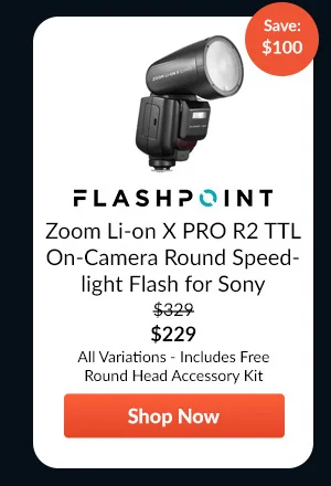 Flashpoint Zoom Li-on X PRO R2 TTL On-Camera Round Speedlight Flash for Sony