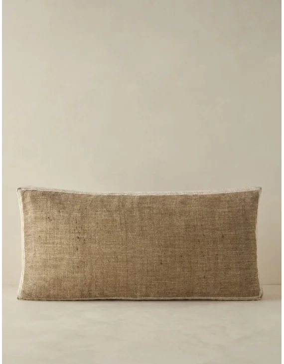 Laba Linen Silk Box Pillow by DISC Interiors-Khaki / Lumbar