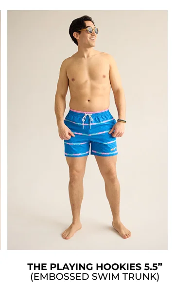 Embossed Swim Trunk: The Playing Hookies 5.5"