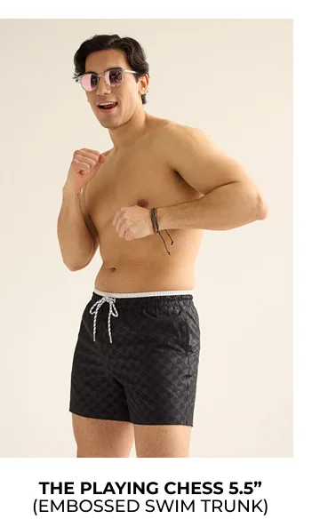 Embossed Swim Trunk: The Playing Chess 5.5"