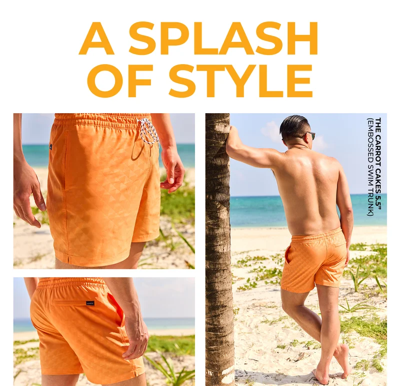 Embossed Swim Trunk: The Carrot Cakes 5.5"