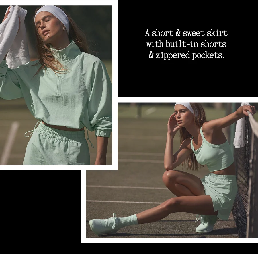 A SHORT & SWEET SKIRT WITH BUILT-IN SHORTS & ZIPPED POCKETS