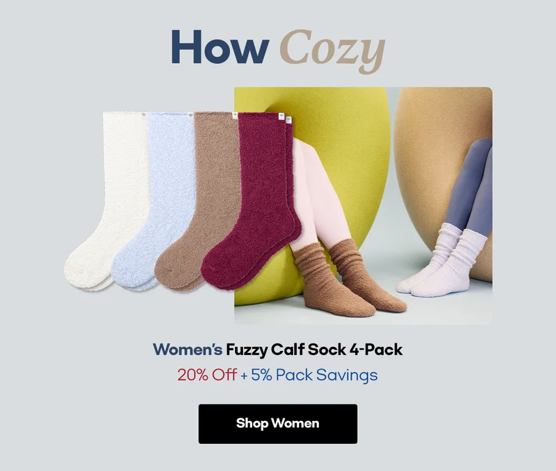 How Cozy | Women's Fuzzy Calf Sock 4-Pack 20% Off + 5% Pack Savings | Shop Women