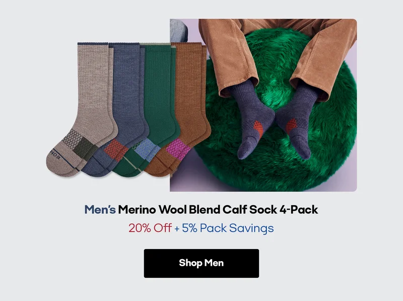 Men's Merino Wool Blend Calf Sock 4-Pack 20% Off + 5% Pack Savings | Shop Men