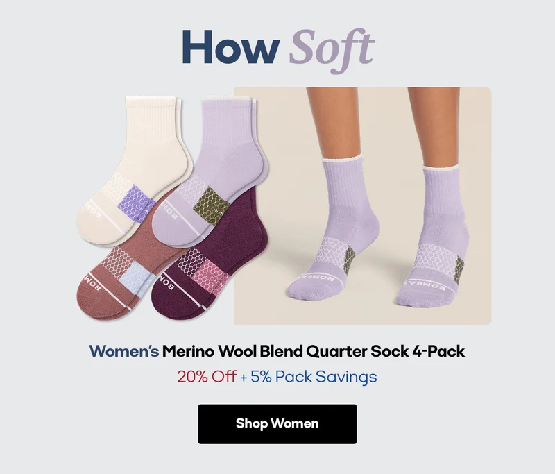 How Soft | Women's Merino Wool Blend Quarter Sock 4-Pack 20% Off + 5% Pack Savings | Shop Women