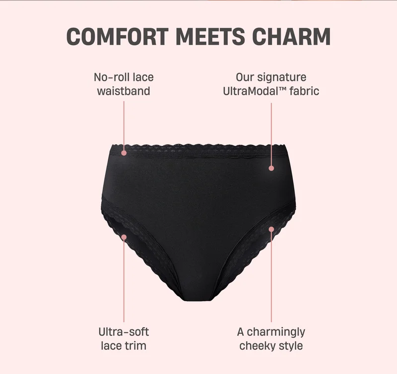 Comfort Meets Charm. No-roll lace waistband. Our signature UltraModal fabric. Ultra-soft lace trim. A charmingly. cheeky style.