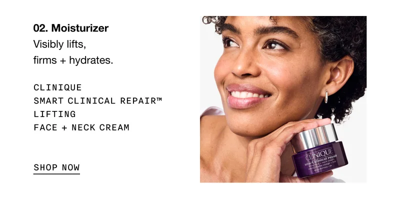 02. Moisturizer Visibly lifts, firms + hydrates. | Clinique Smart Clinical Repair™ Lifting face + neck cream | Shop Now
