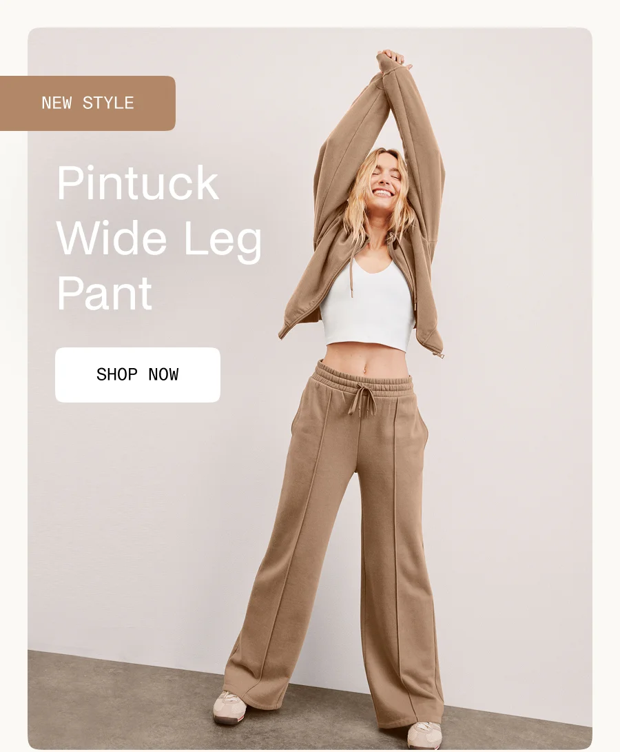 LuxeFleece Pintuck Wide Leg Pant in Desert Sand