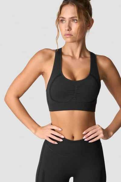 Image of Rush Seamless Sports Bra Dark Graphite Melange