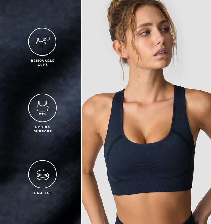 Rush Seamless Sports Bra Navy Melange
