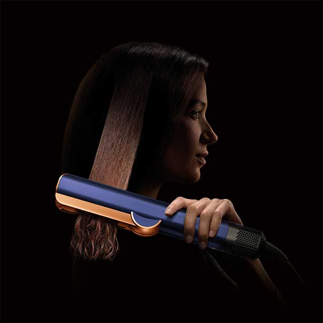 Dyson Airstrait wet to dry straightener in Prussian blue and rich copper