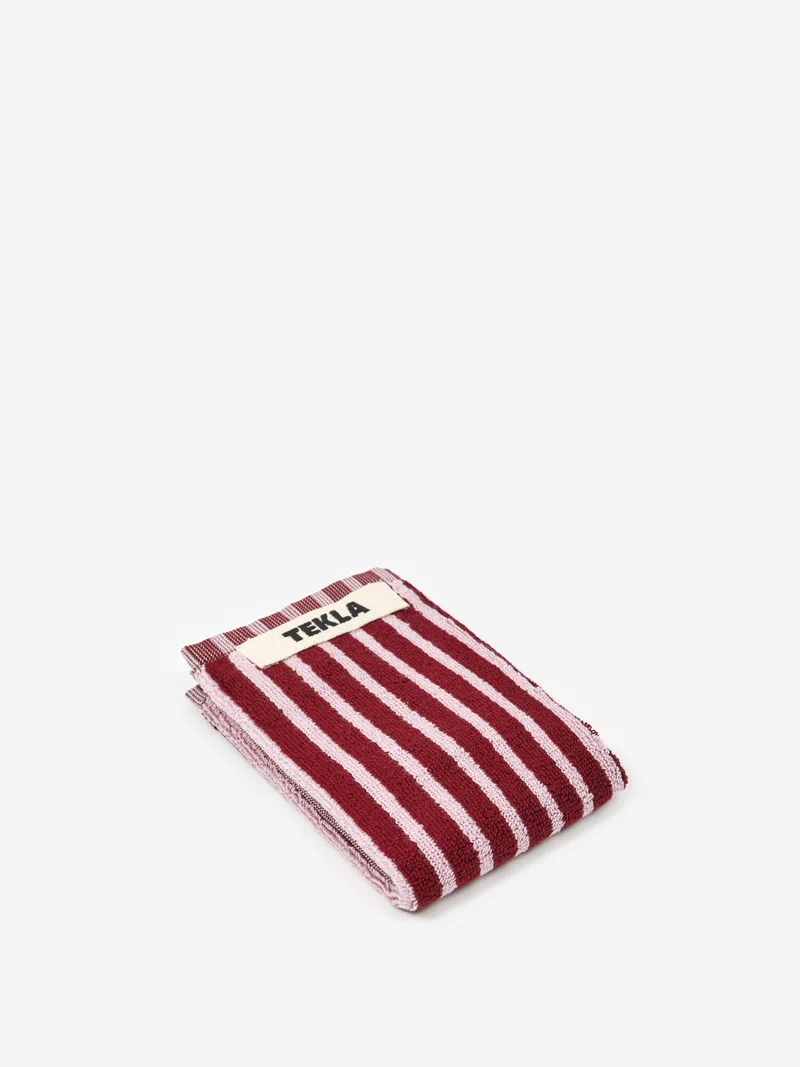 Image of TEKLA Wash Cloth - Red & Rose