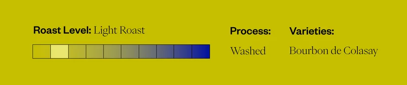 Roast Level: Light Roast Process: Washed Varietes: Bourbon de Colasay