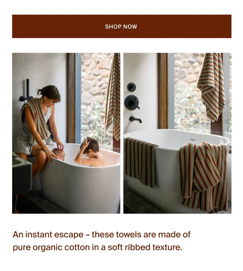 Made of organic cotton, these towels are an instant escape