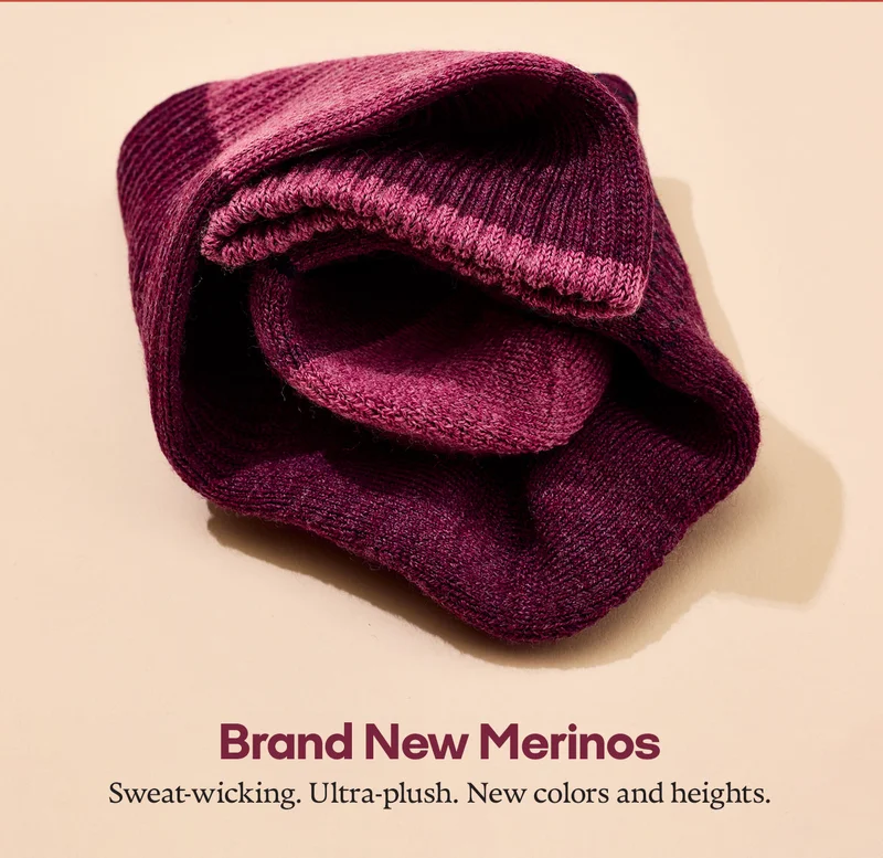 Brand New Merinos | Sweat-wicking. Ultra-plush. New colors and heights.