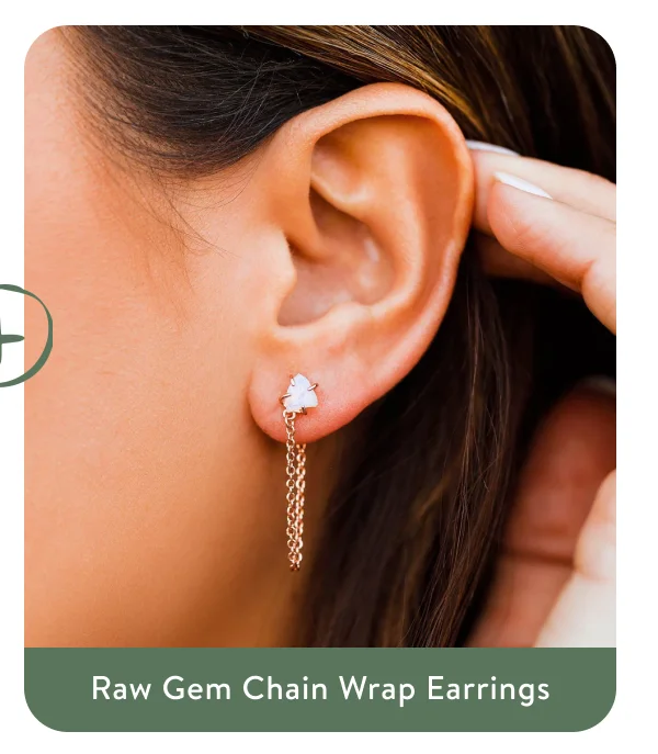 Raw Gem Chain Wrap Earrings