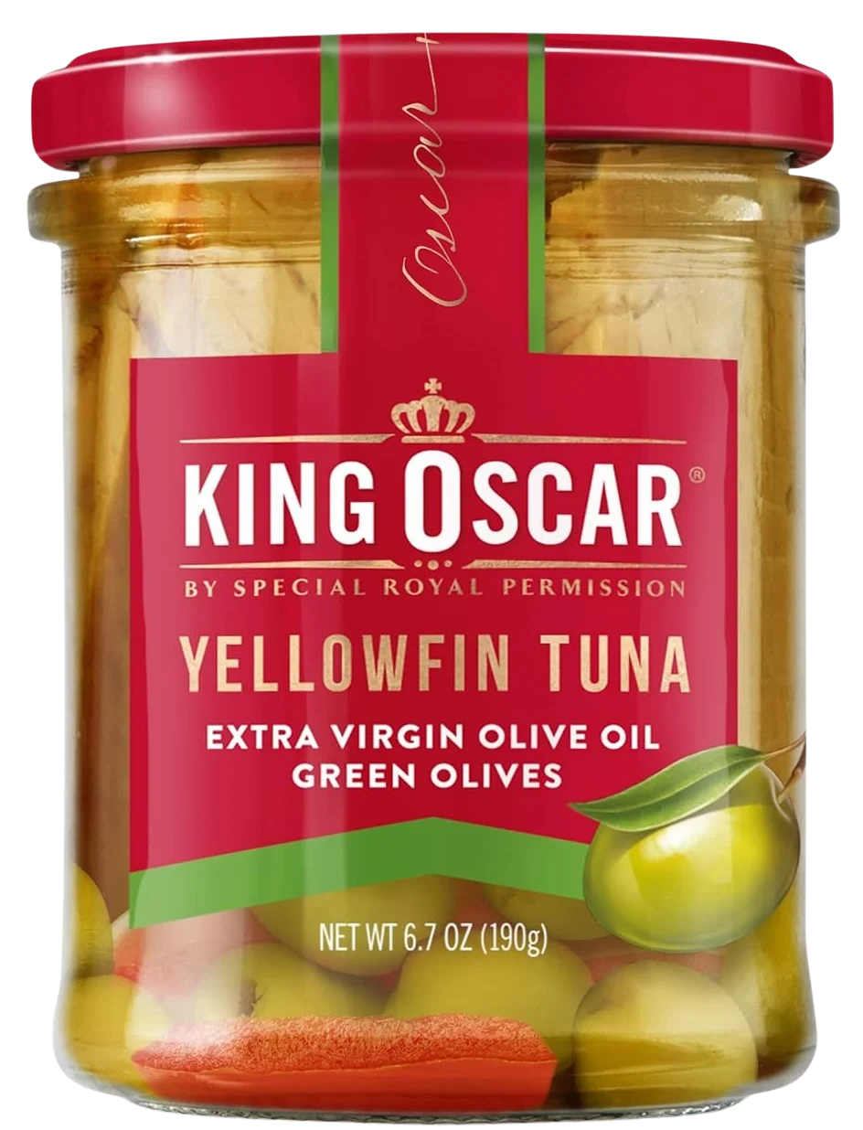 Image of King Oscar Yellowfin Tuna Fillets in Extra Virgin Olive Oil with Green Olives