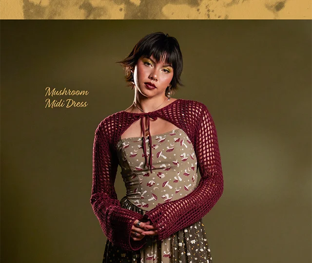 Product shown: Mushroom Midi Dress
