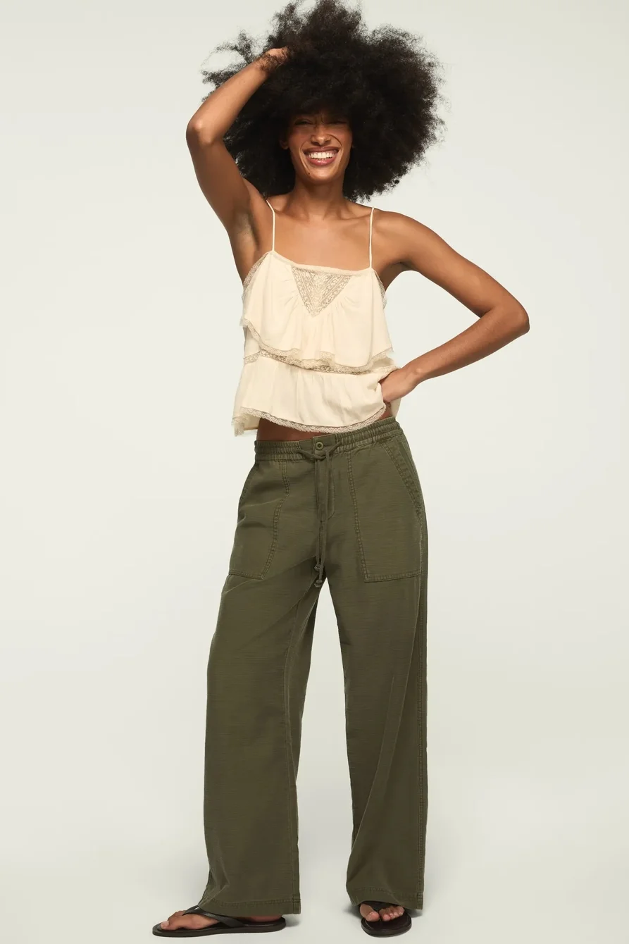 Image of Lucky Brand Wide Leg Utility Pant - Women's Pants in Meteorite