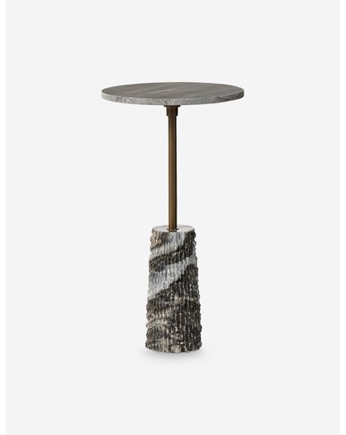 Fallow Round Side Table-Gray Marble