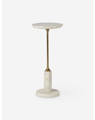Devlin Round Side Table-White Marble
