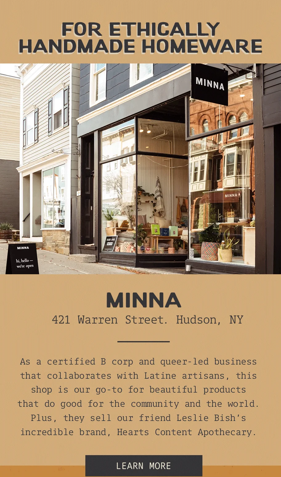 For ethically handmade homeware - Minna