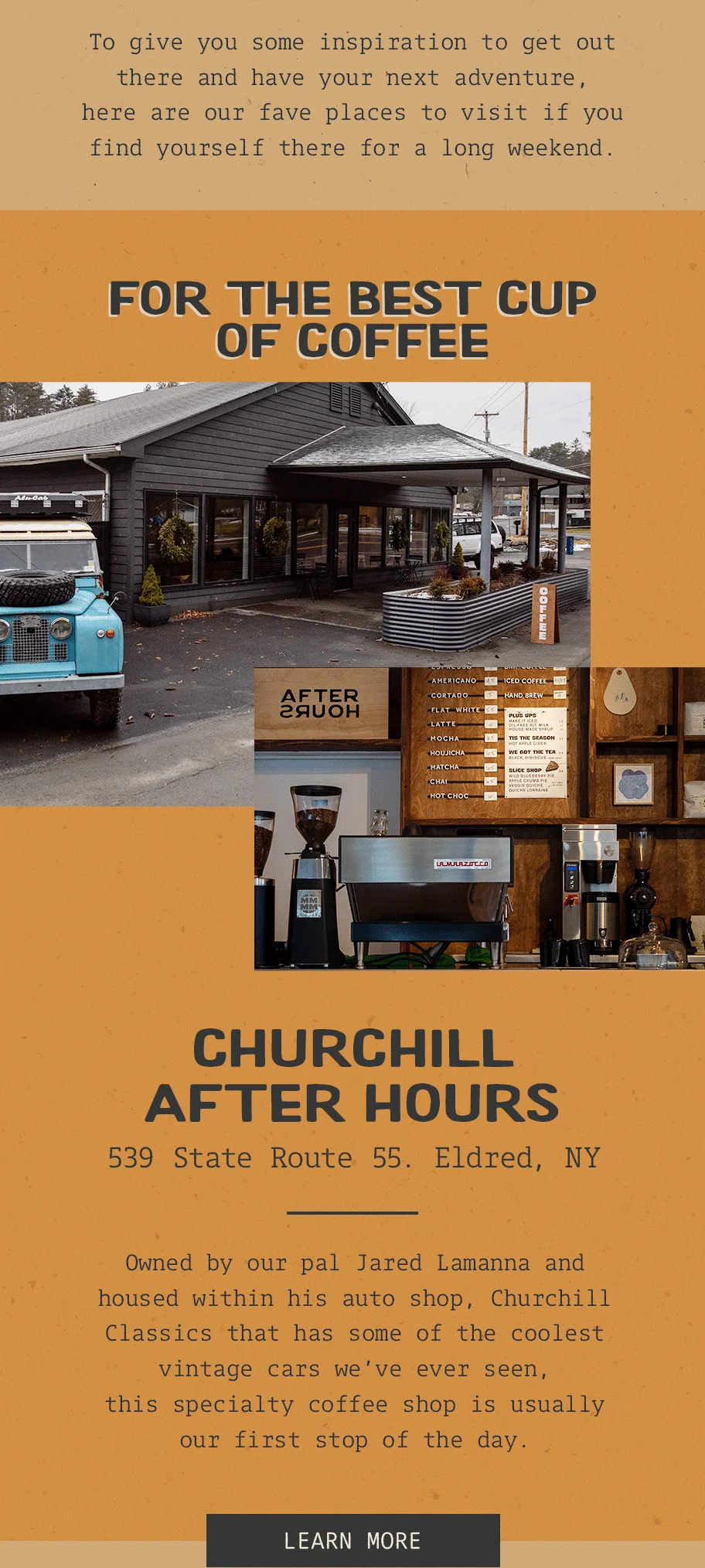 For the best cup of coffee - Churchill After Hours