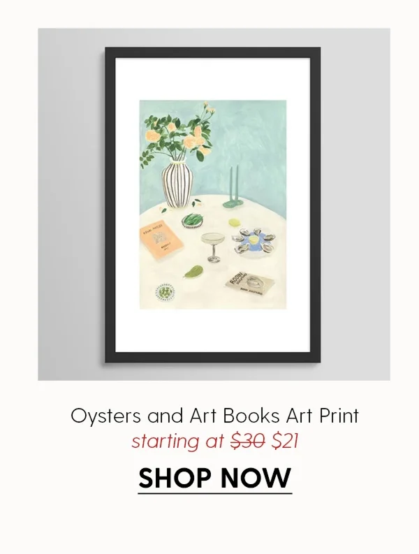 Oysters and Art books Art Print