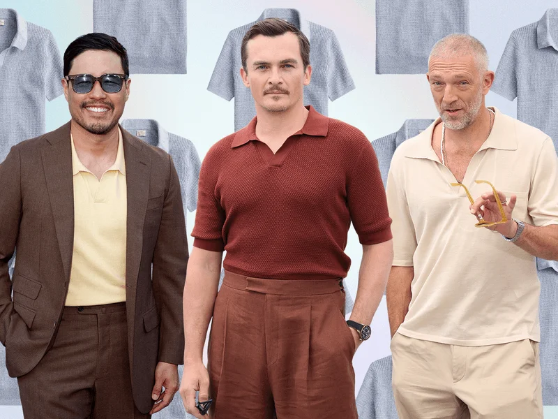 Image may contain: Randall Park, Rupert Friend, Vincent Cassel, Clothing, Long Sleeve, Sleeve, Home Decor, and Linen