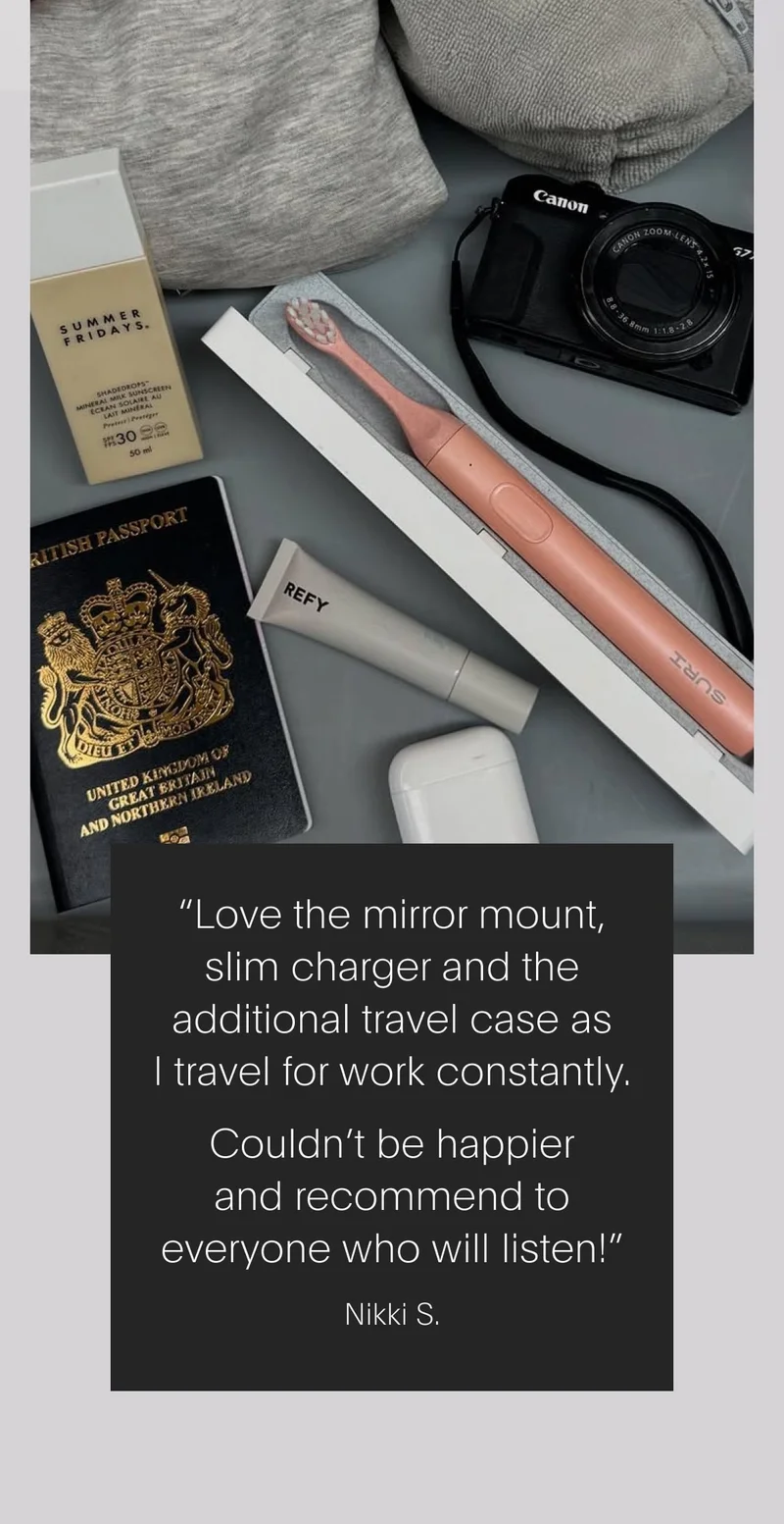 “love the mirror mount, slim charger and the additional travel case as i travel for work constantly. couldn’t be happier and recommend to everyone who will listen!” - nikki s.
