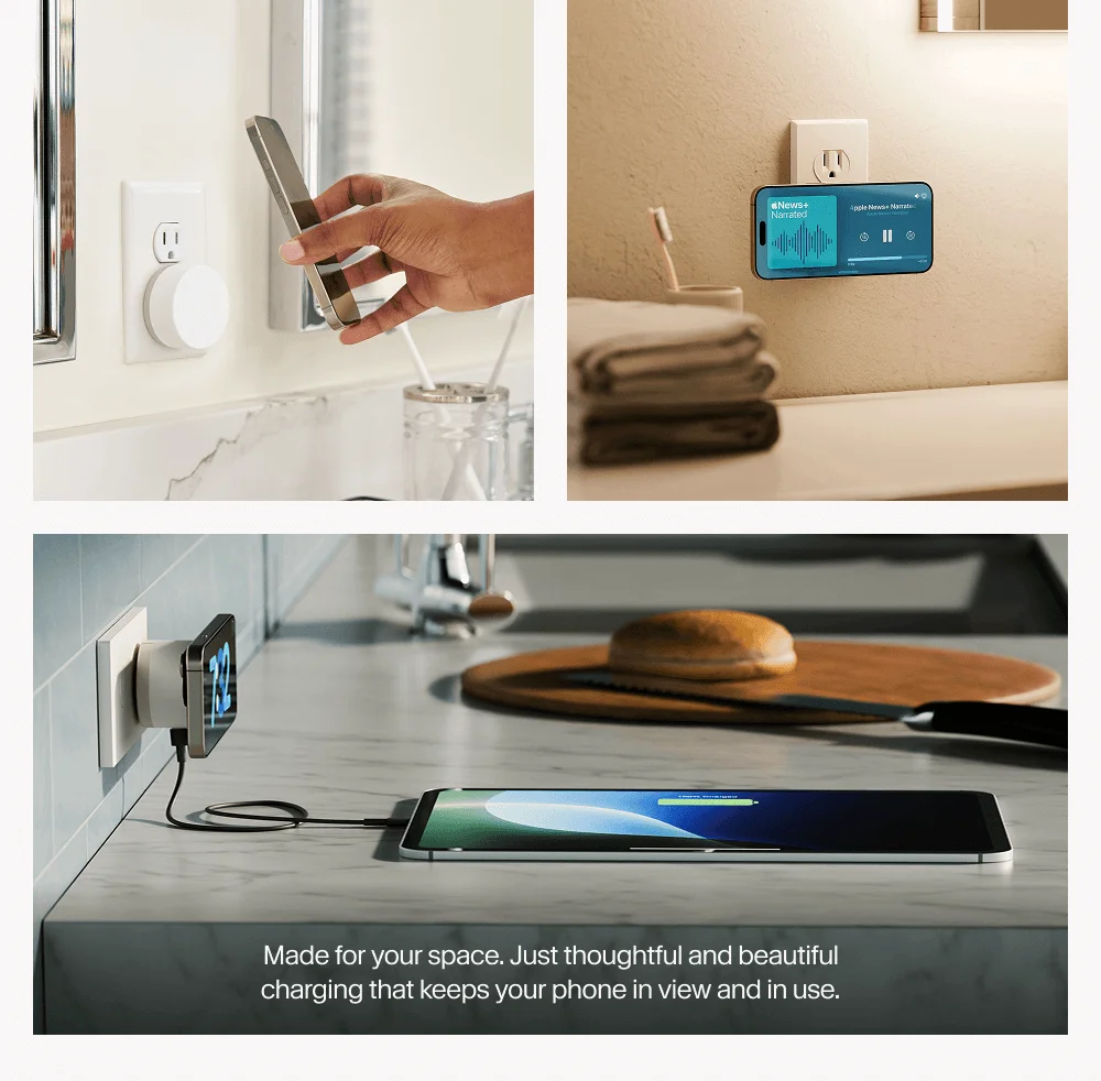 Made for your space. Just thoughtful and beautiful charging that keeps your phone in view and in use.