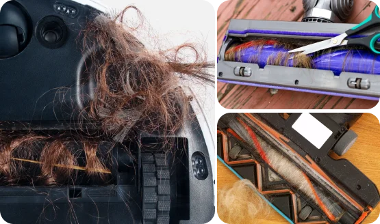 Hair often wraps around the side and roller brushes during daily use? Especially in homes with pets or long-haired family members—leading to reduced performance and extra maintenance.