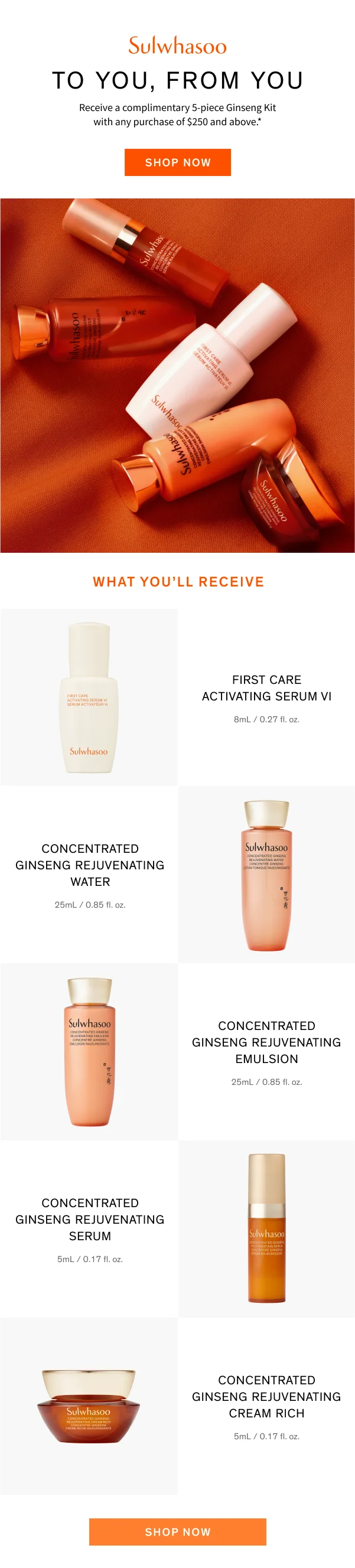 5-piece Ginseng set with $250+ purchase