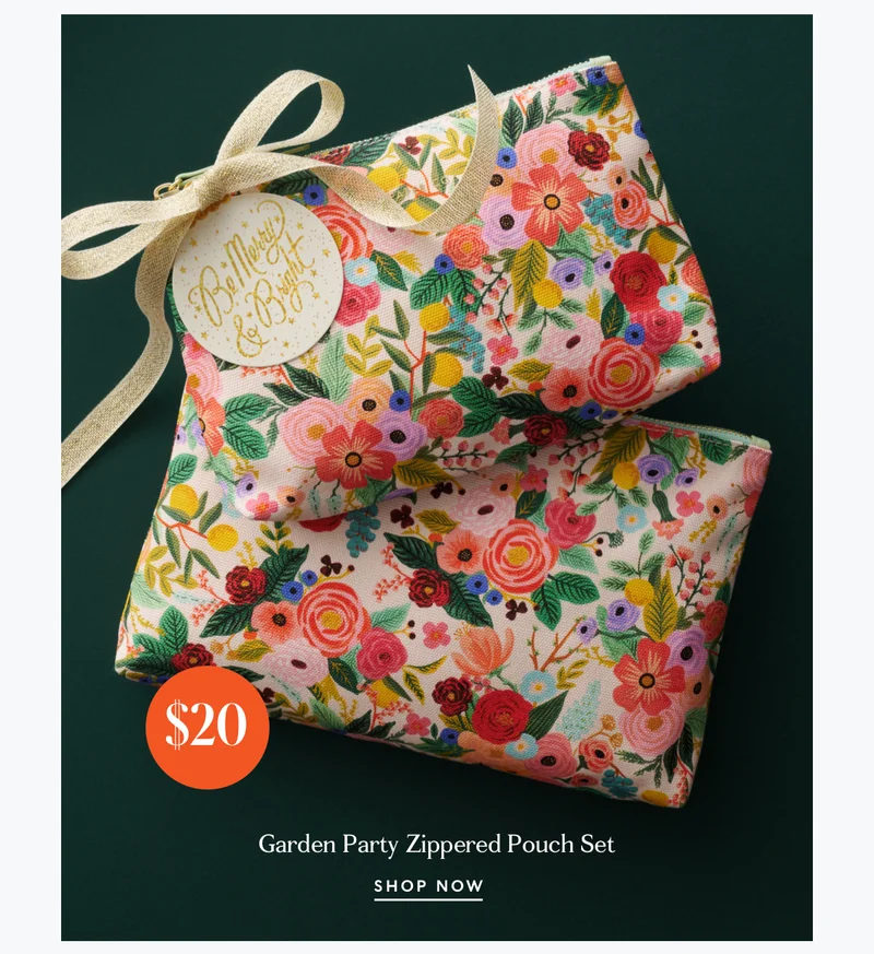 $20 Garden Party Zippered Pouch Set