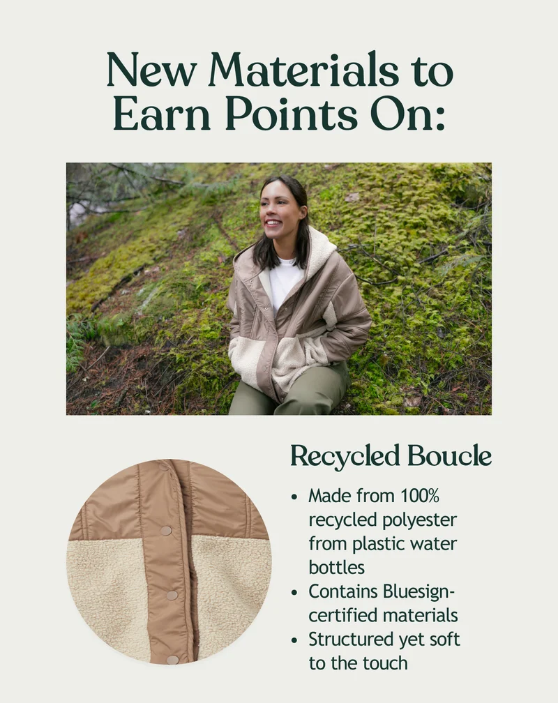 New Materials to Earn Points On: Recycles Boucle