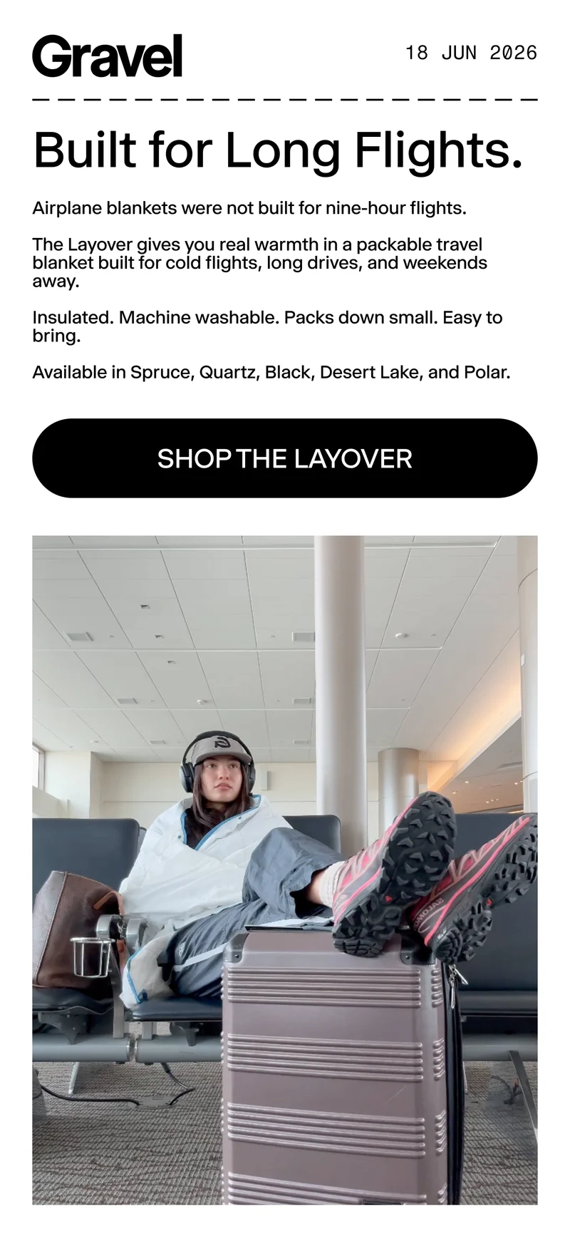 Gravel | Built for Long Flights, the Layover Blanket Gravel | Built for Long Flights, the Layover Blanket