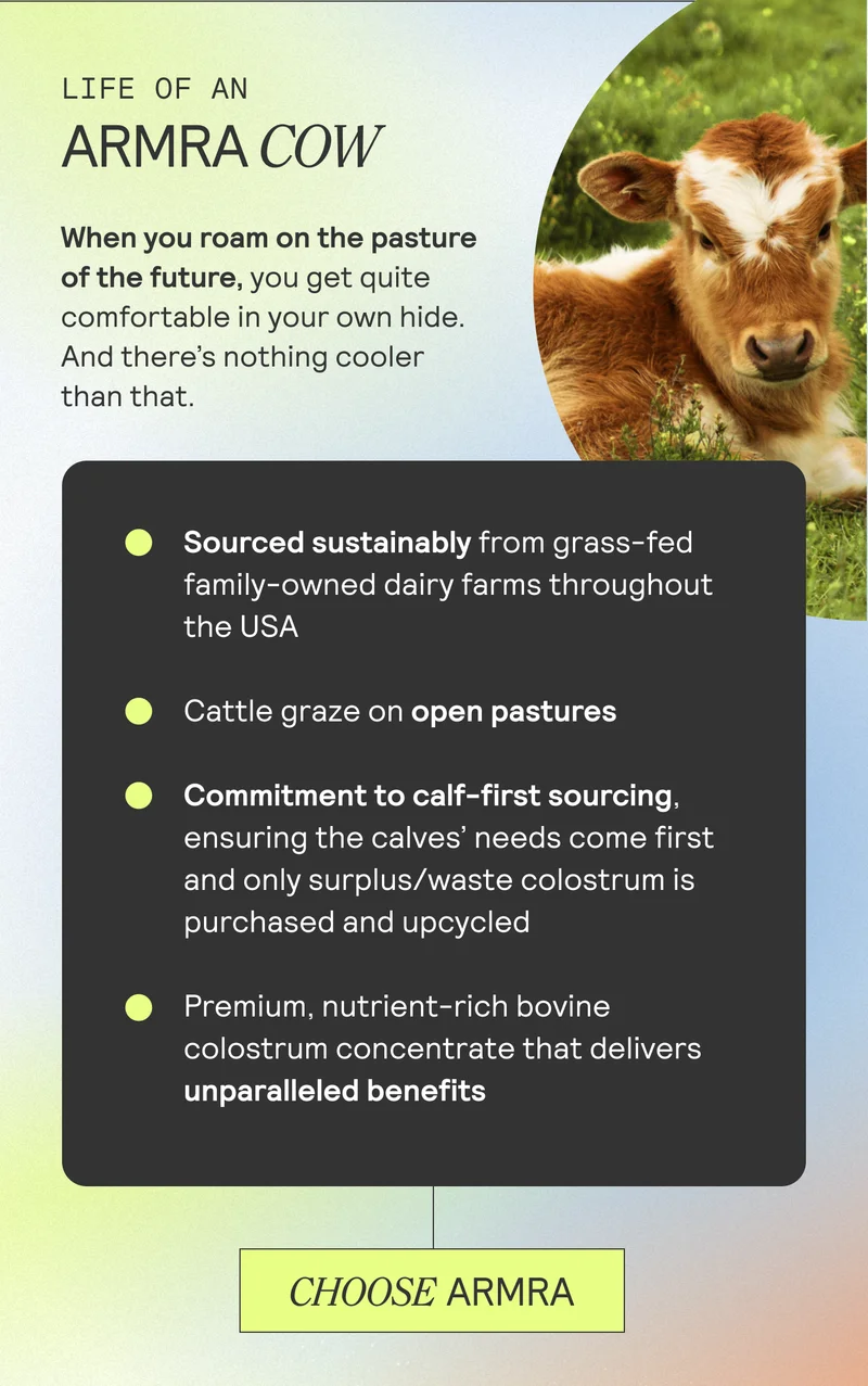 Life of an ARMRA cow. When you roam on the pasture of the future, you get quite comfortable in your own hide. And there's nothing cooler that that. CHOOSE ARMRA