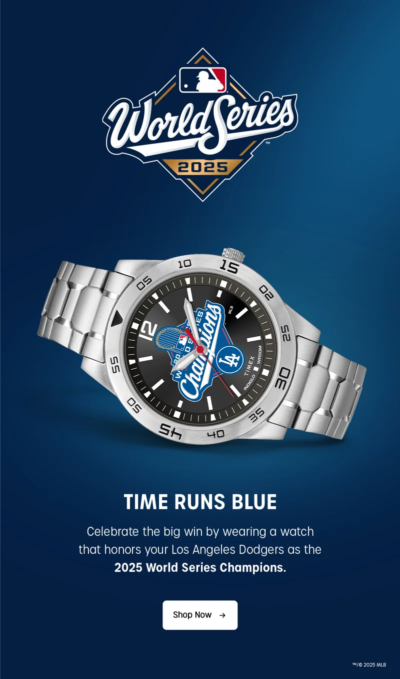 world series 2025 | time runs blue | celebrate the big win by wearing a watch that honors your los angeles dodgers as the 2025 world series champions. | shop now