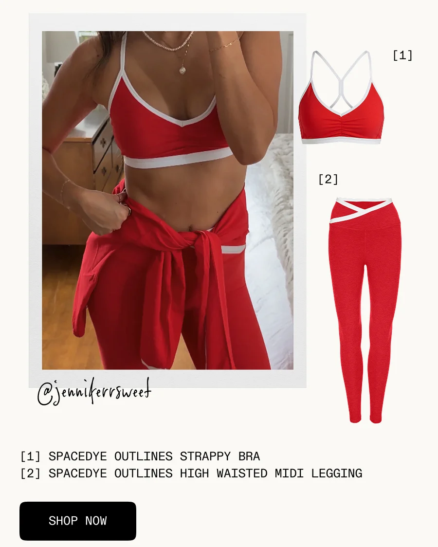 Spacedye Outlines High Waisted Midi Legging in Chili Red Heather