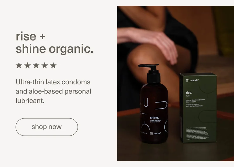rise + shine organic. | Ultra-thin latex condoms and aloe-based personal lubricant. | [ shop now ]