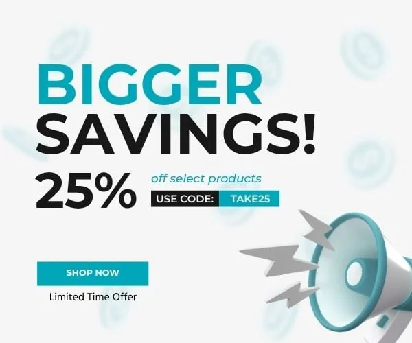 Bigger Savings! 25% Off Select Products. Use Code: discount code. Limited Time Offer. Shop Now.