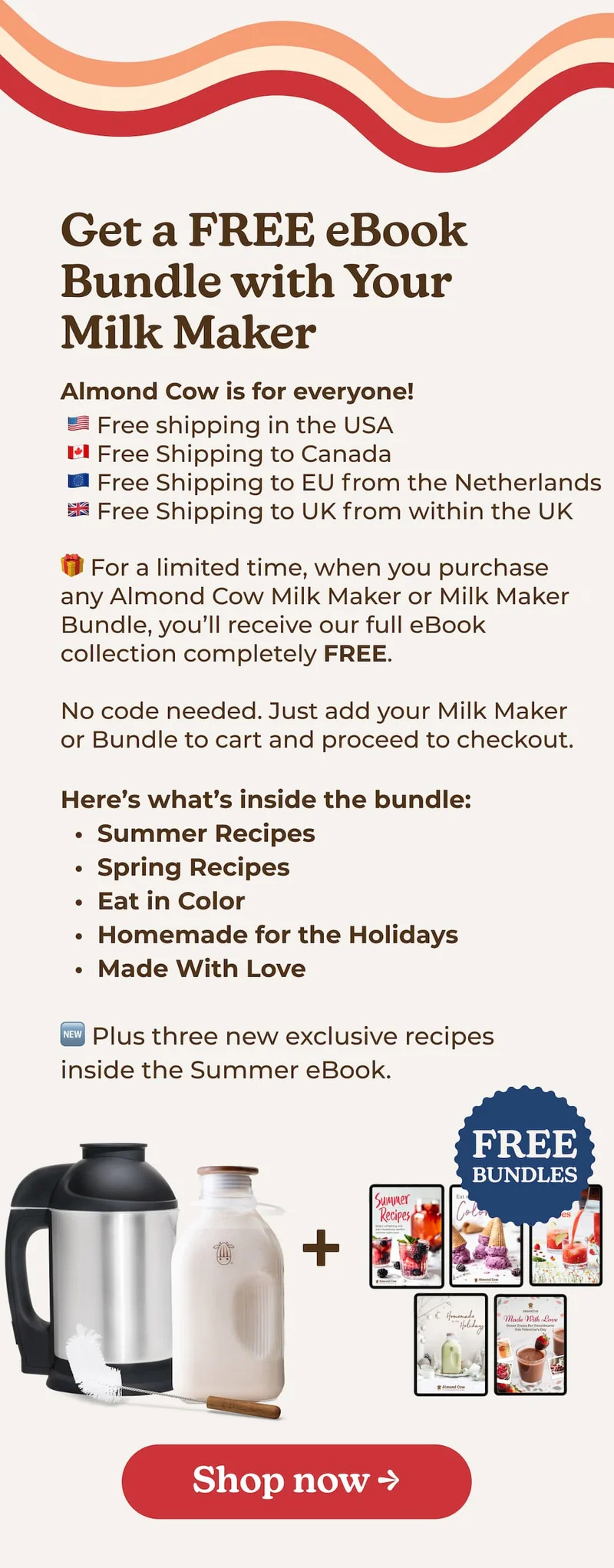 Get a Free eBook Bundle with your Milk Maker
