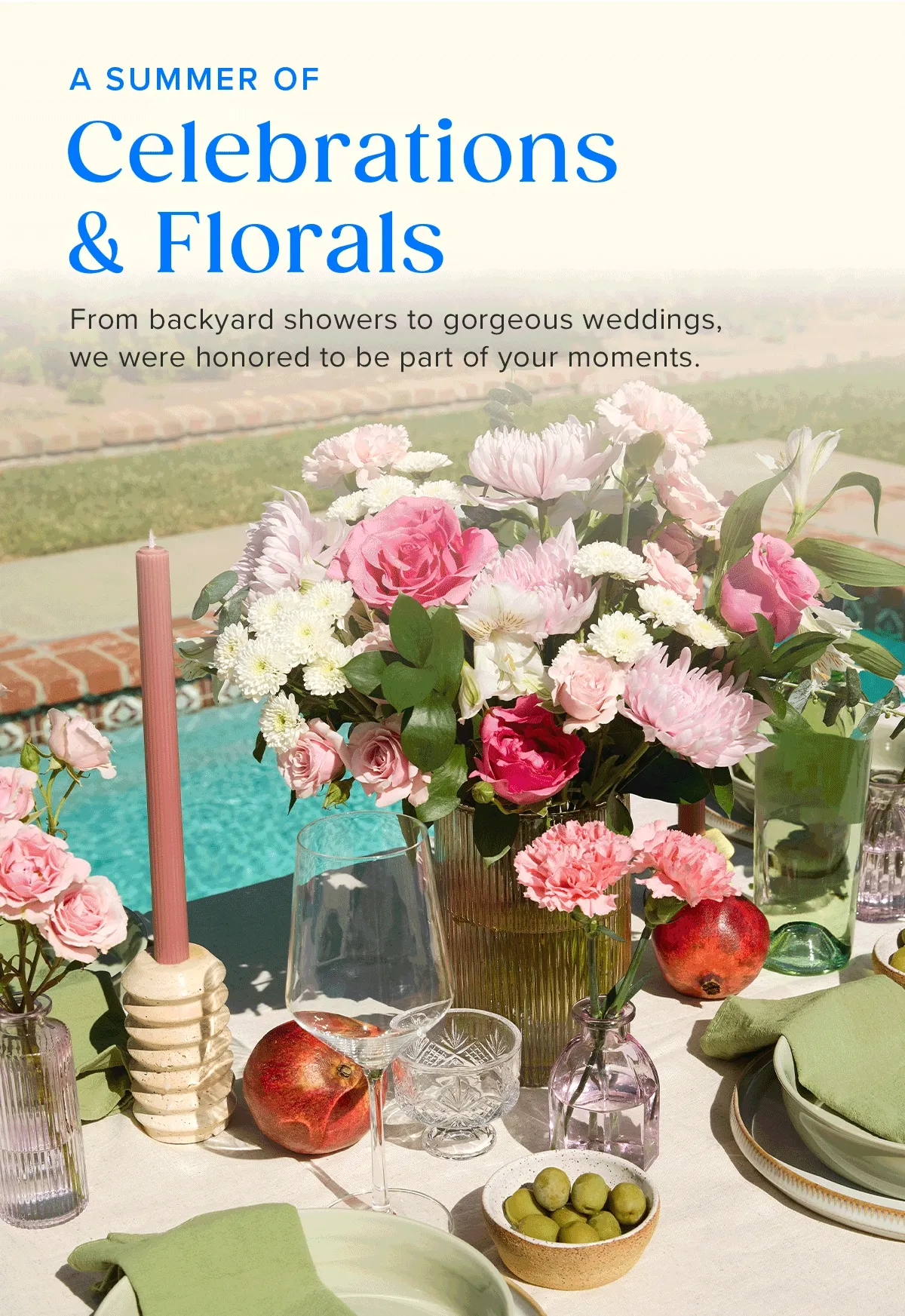 A Summer of Celebrations & Florals. From backyard showers to gorgeous weddings, we were honored to be pat of your moments.